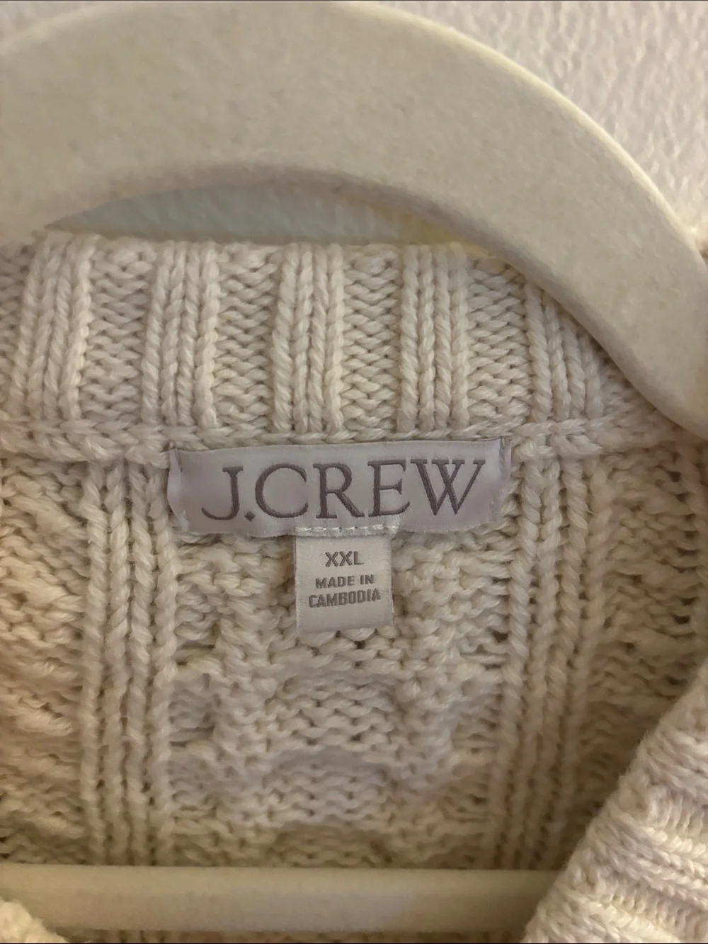 J. Crew 100% Cotton Cream Cable Crewneck Sweater